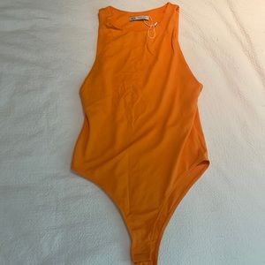 Zara NWOT orange bodysuit